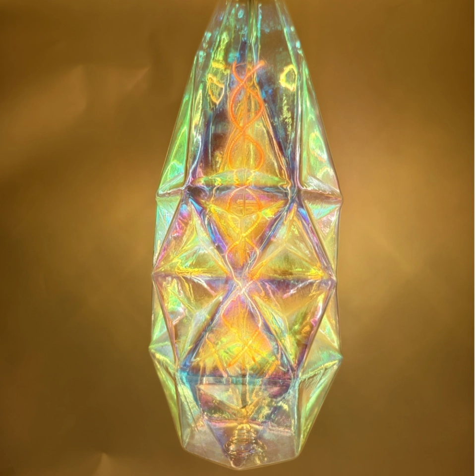 120 Iridescent Faceted Vase LED Bulb (3) 120 Iridescent Faceted Vase LED Bulb (3)