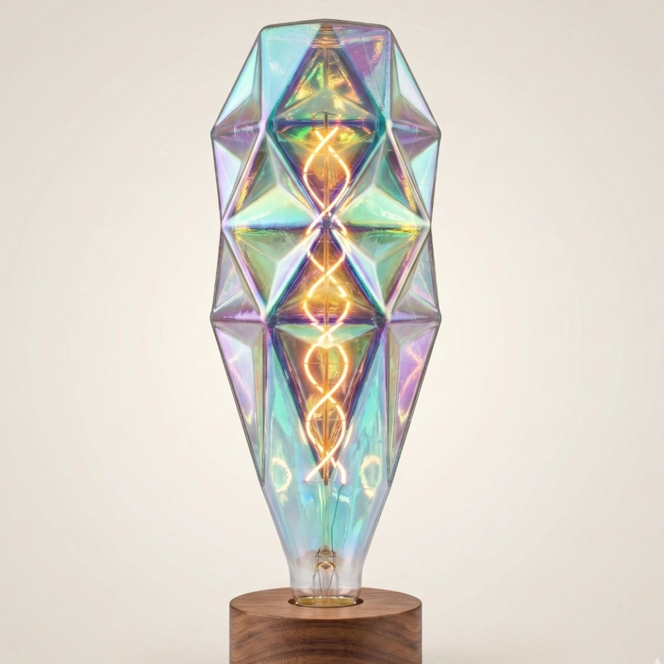 120 Iridescent Faceted Vase LED Bulb (4) 120 Iridescent Faceted Vase LED Bulb (4)