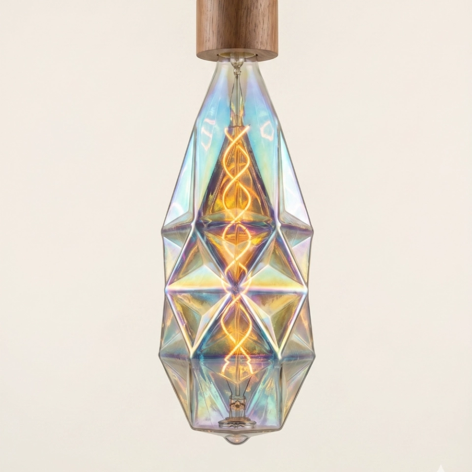 120 Iridescent Faceted Vase LED Bulb (5) 120 Iridescent Faceted Vase LED Bulb (5)