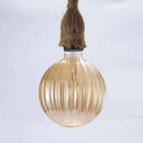 125 Ribbed Pumpkin Amber Glass LED Bulb
