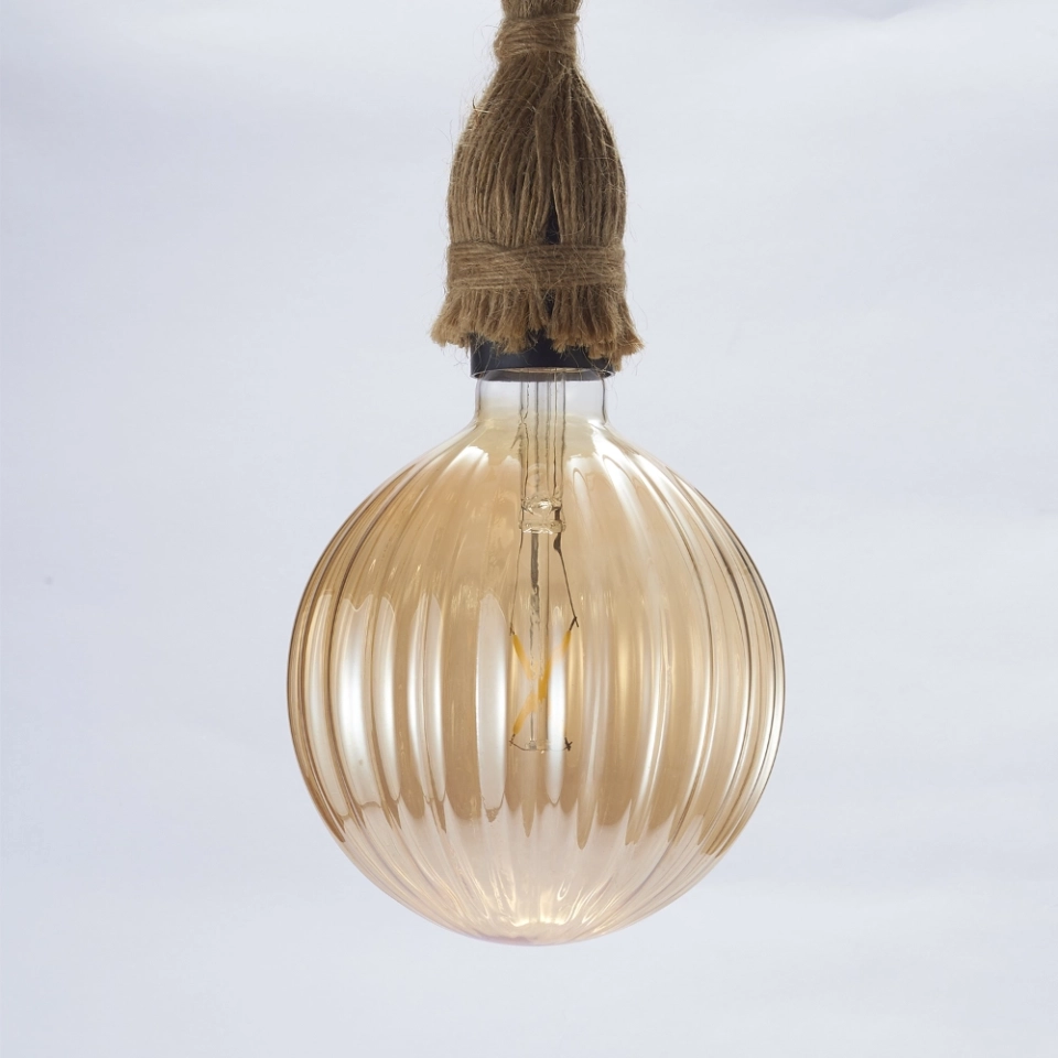 125 Ribbed Pumpkin Amber Glass LED Bulb