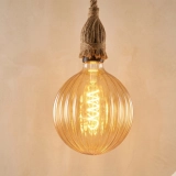 125 Ribbed Pumpkin Amber Glass LED Bulb (2)