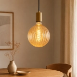 125 Ribbed Pumpkin Amber Glass LED Bulb (6)