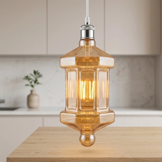 Vintage Amber Glass LED Courtyard Light / Decorative Outdoor Garden Pendant Light Vintage Amber Glass LED Courtyard Light / Decorative Outdoor Garden Pendant Light