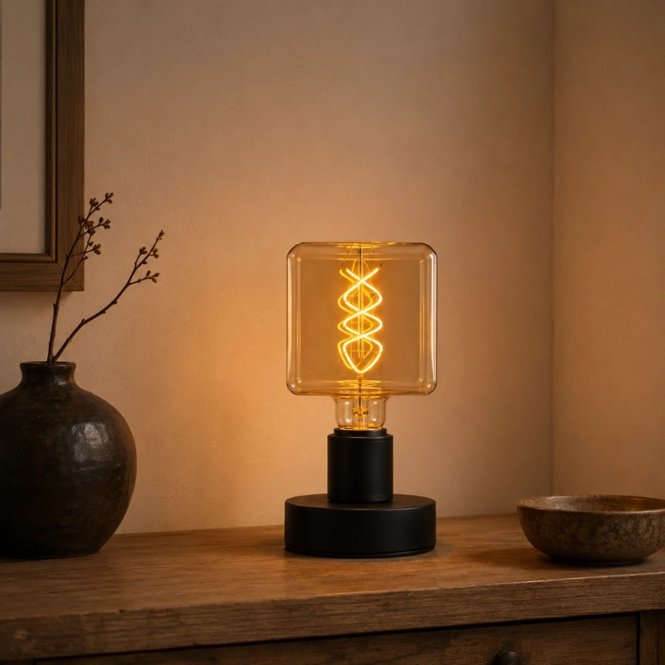 95 Square Amber Glass LED Bulb (4)