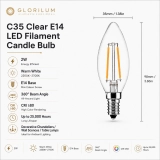 GLORILUM C35 E14 LED Filament Candle Bulb 2W (2) GLORILUM C35 E14 LED Filament Candle Bulb 2W (2)