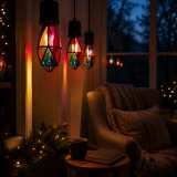 C35 Hand-Painted Stained Glass LED Bulb with E27 Base – Colorful Decorative Ambient Light (6)