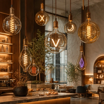 Custom Filament Bulbs for Branded Interior Design