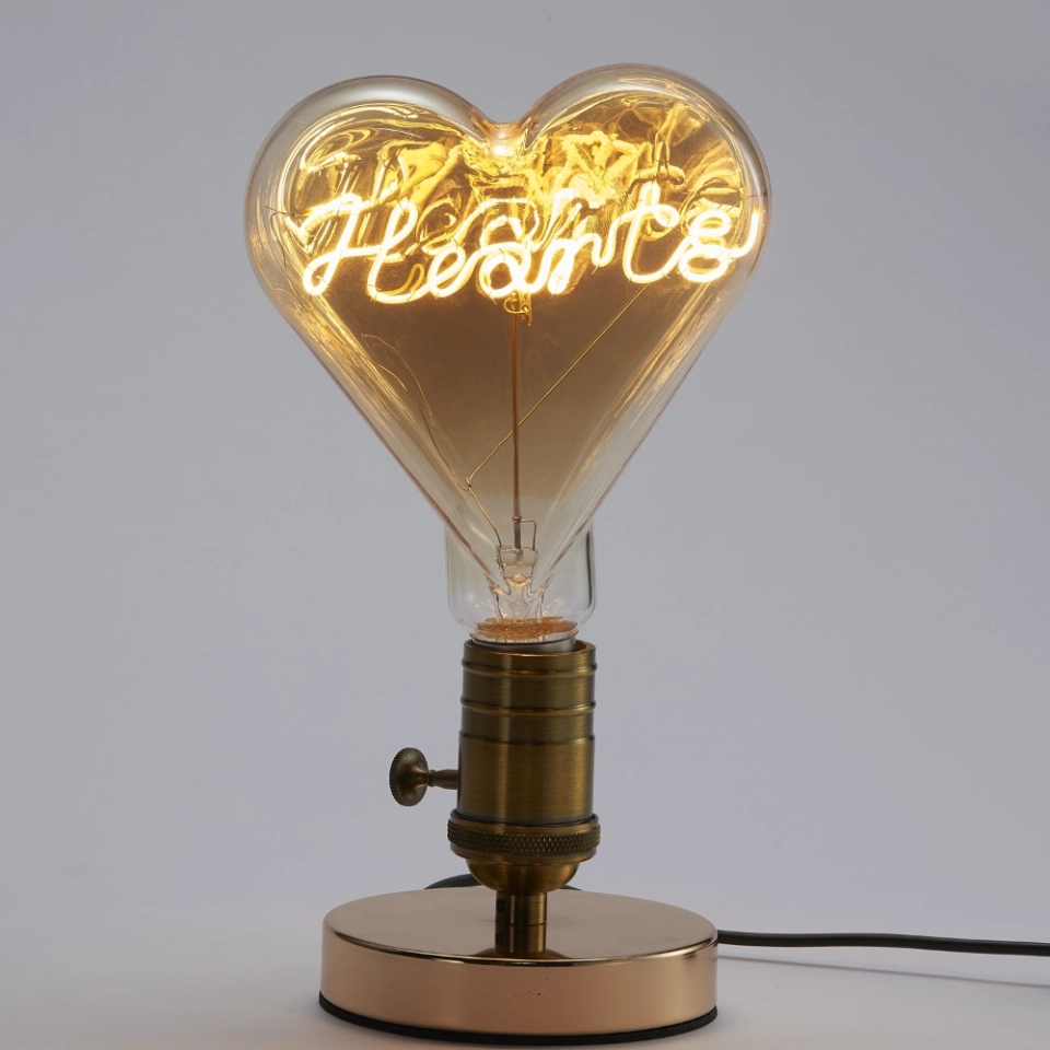 Custom Heart-Shaped Glass Decorative Light Bulb with Personalized Letter, Logo and Pattern Design for B2B Lighting Projects (6) Custom Heart-Shaped Glass Decorative Light Bulb with Personalized Letter, Logo and Pattern Design for B2B Lighting Projects (6)