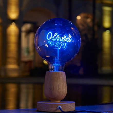 G125 Blue Letter LED Globe Bulb with Champagne Glass for Custom Name Atmosphere Lighting G125 Blue Letter LED Globe Bulb with Champagne Glass for Custom Name Atmosphere Lighting