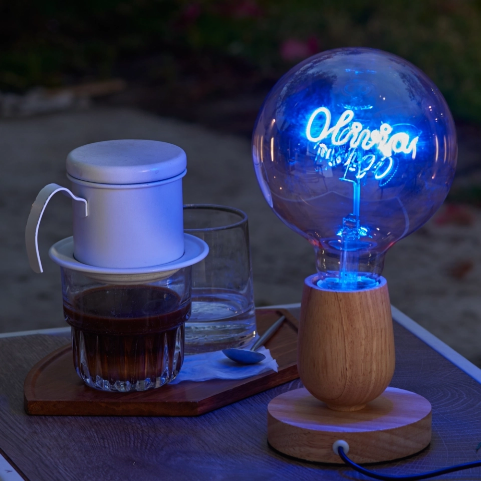 G125 Blue Letter LED Globe Bulb with Champagne Glass for Custom Name Atmosphere Lighting (3) G125 Blue Letter LED Globe Bulb with Champagne Glass for Custom Name Atmosphere Lighting (3)