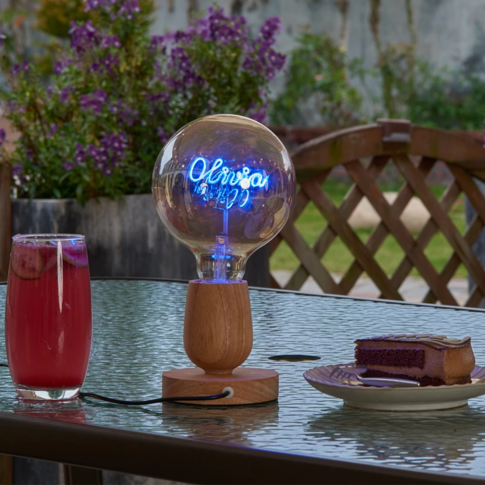G125 Blue Letter LED Globe Bulb with Champagne Glass for Custom Name Atmosphere Lighting (4)