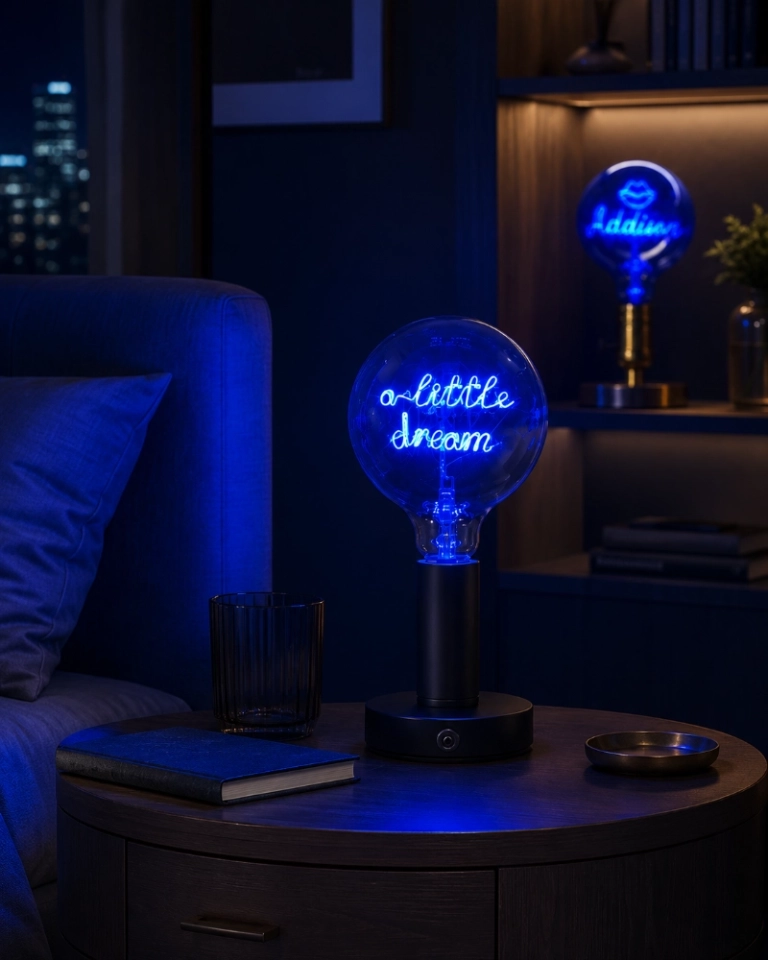 G125 Blue Letter LED Globe Bulb with Champagne Glass for Custom Name Atmosphere Lighting (5)