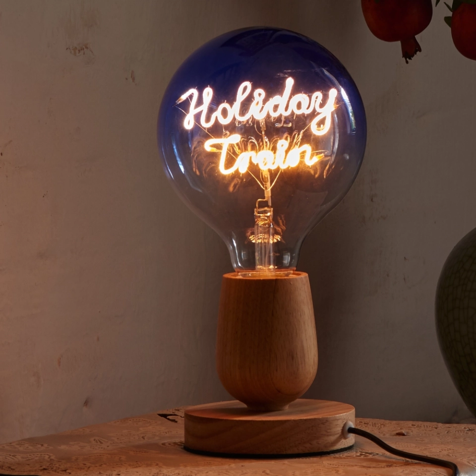 G125 Blue Top Clear Bottom Custom Letter LED Globe Bulb with Warm White Double-Line Filament