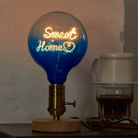 G125 Clear Top Blue Bottom Custom Letter LED Globe Bulb with Warm White Filament G125 Clear Top Blue Bottom Custom Letter LED Globe Bulb with Warm White Filament