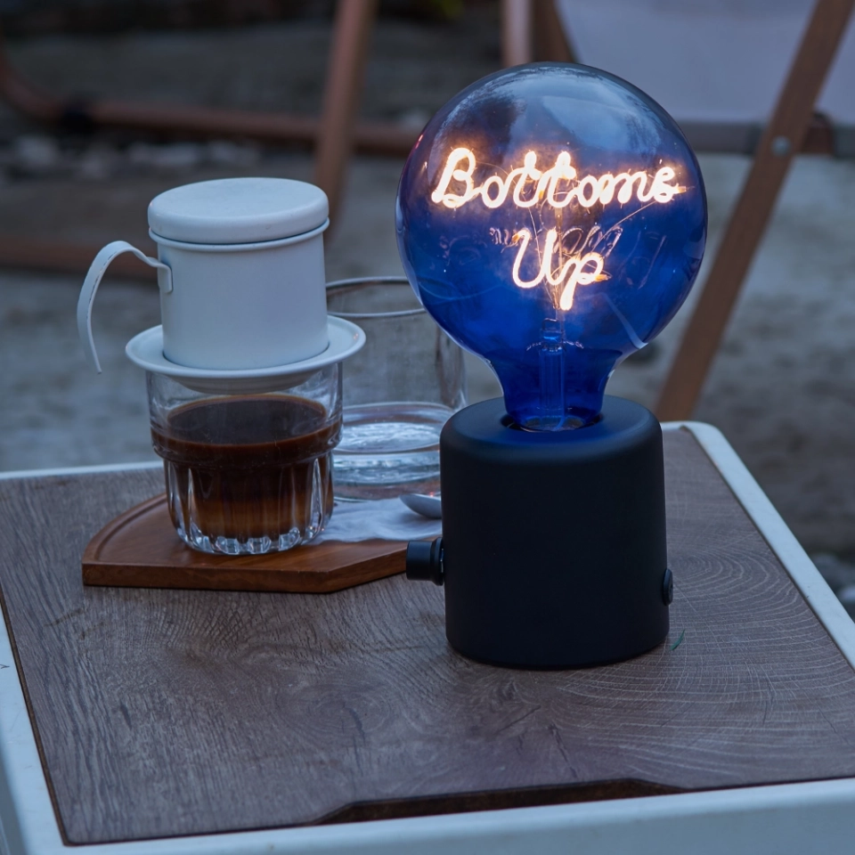 G125 Clear Top Blue Bottom Custom Letter LED Globe Bulb with Warm White Filament (2) G125 Clear Top Blue Bottom Custom Letter LED Globe Bulb with Warm White Filament (2)