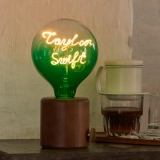 G125 Clear Top Green Base Custom Letter LED Globe Bulb with Warm White Double-Line Filament (5)