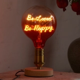 G125 Clear Top Red Base Custom Letter LED Globe Bulb with Warm White Double-Line Filament