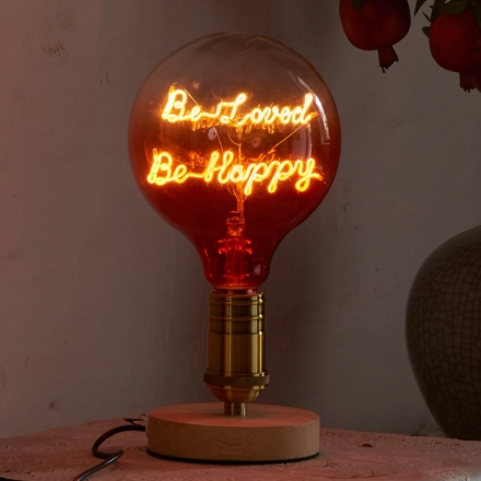 G125 Clear Top Red Base Custom Letter LED Globe Bulb with Warm White Double-Line Filament