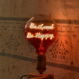 G125 Clear Top Red Base Custom Letter LED Globe Bulb with Warm White Double-Line Filament (3) G125 Clear Top Red Base Custom Letter LED Globe Bulb with Warm White Double-Line Filament (3)