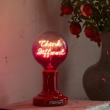 G125 Clear Top Rose Red Base Custom Letter LED Globe Bulb with Warm White Double-Line Filament (2)