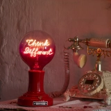 G125 Clear Top Rose Red Base Custom Letter LED Globe Bulb with Warm White Double-Line Filament (5)