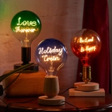 G125 Green Top Custom Letter LED Globe Bulb with Clear Bottom and Warm White Filament (7)