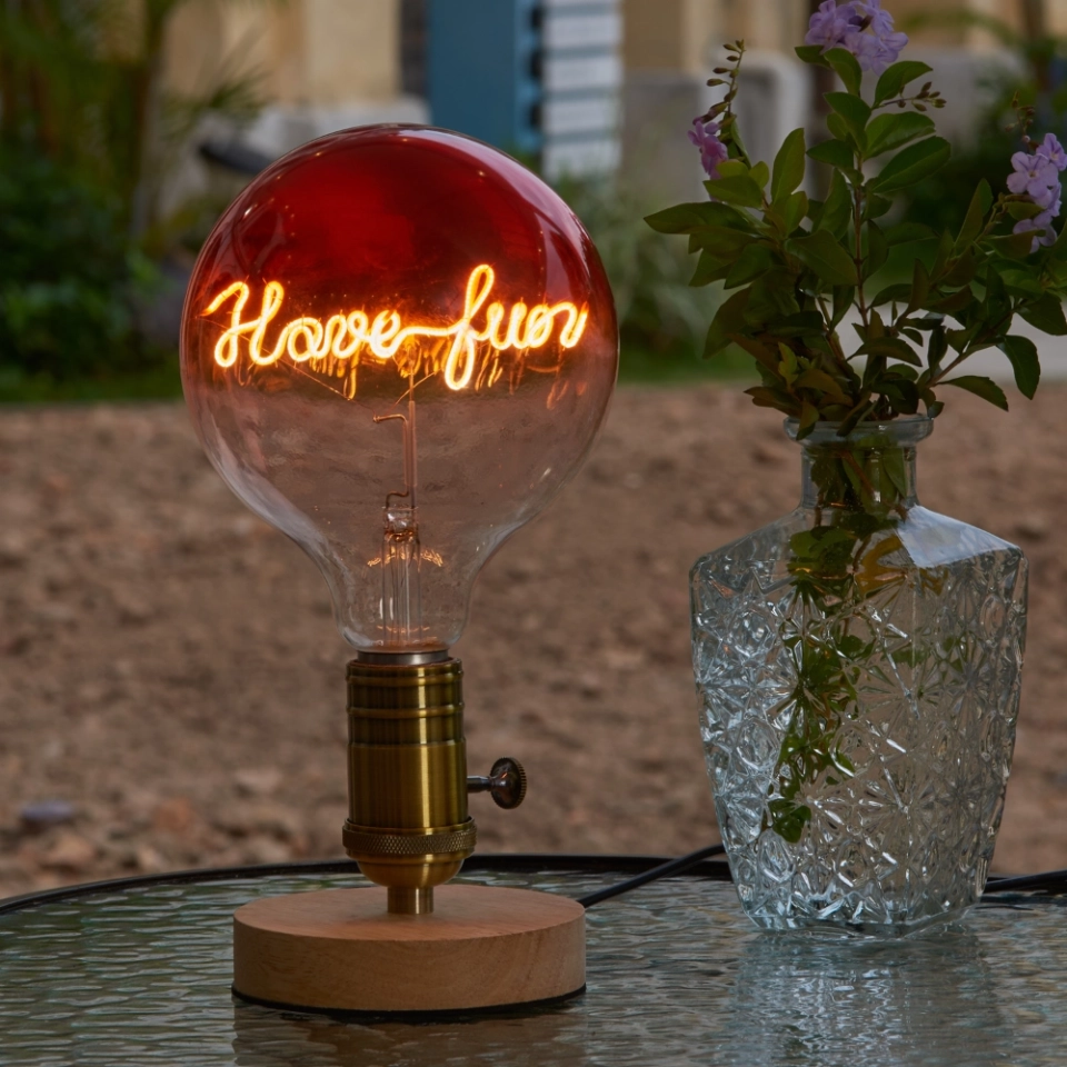 G125 Red Top Custom Letter LED Globe Bulb with Warm White Single-Line Filament (4) G125 Red Top Custom Letter LED Globe Bulb with Warm White Single-Line Filament (4)