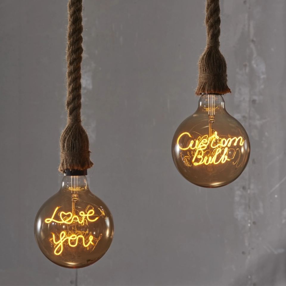 G125 Tea-Colored Custom Letter LED Globe Bulb with Hanging Single-Line Filament (4) G125 Tea-Colored Custom Letter LED Globe Bulb with Hanging Single-Line Filament (4)