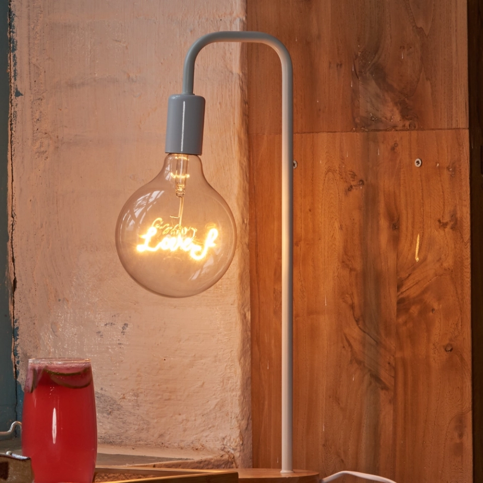 G125 Tea-Colored Custom Letter LED Globe Bulb with Hanging Single-Line Filament (5) G125 Tea-Colored Custom Letter LED Globe Bulb with Hanging Single-Line Filament (5)