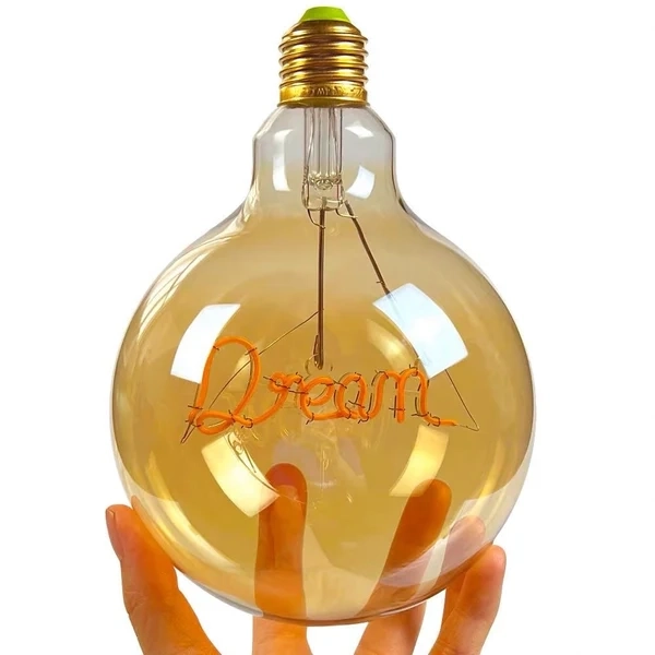 G125 Tea-Colored Custom Letter LED Globe Bulb with Hanging Single-Line Filament (6) G125 Tea-Colored Custom Letter LED Globe Bulb with Hanging Single-Line Filament (6)