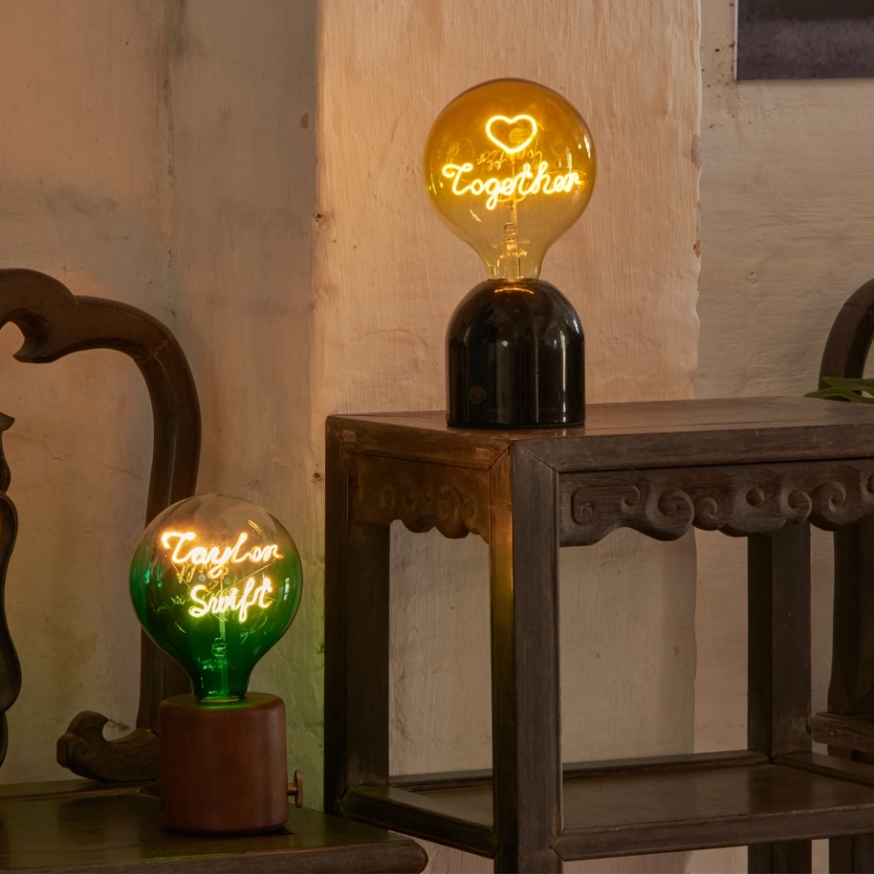 G125 Two-Tone Custom Letter LED Globe Bulb with Lemon Yellow Glass and Warm White Filament (2)