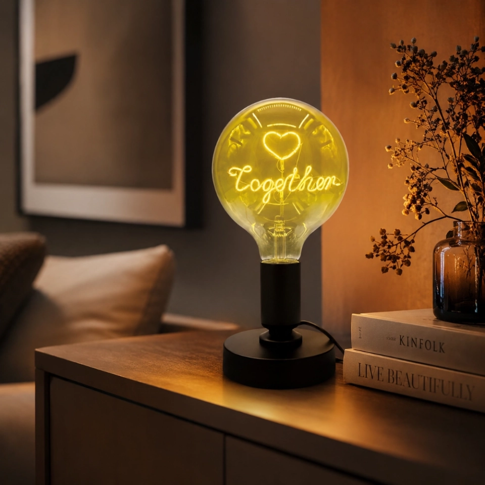 G125 Two-Tone Custom Letter LED Globe Bulb with Lemon Yellow Glass and Warm White Filament (5)