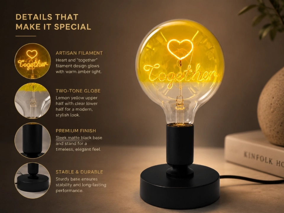 G125 Two-Tone Custom Letter LED Globe Bulb with Lemon Yellow Glass and Warm White Filament (6) G125 Two-Tone Custom Letter LED Globe Bulb with Lemon Yellow Glass and Warm White Filament (6)