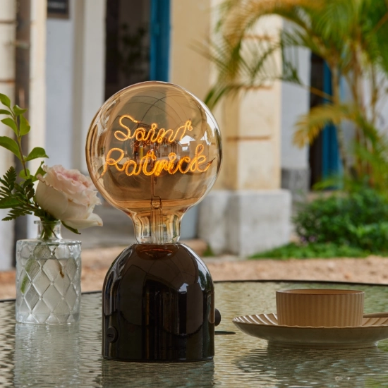 G125 Warm White Double Line Custom Letter LED Globe Bulb with Champagne Glass