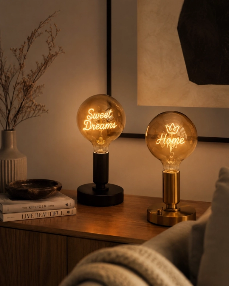 G125 Warm White Double Line Custom Letter LED Globe Bulb with Champagne Glass (6)