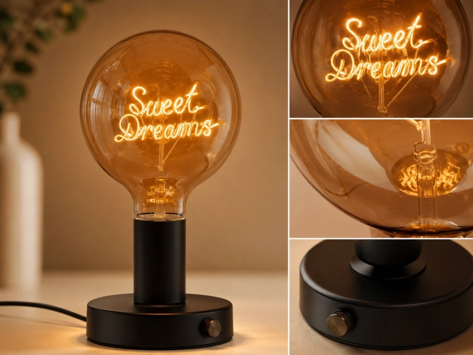 G125 Warm White Double Line Custom Letter LED Globe Bulb with Champagne Glass (7)