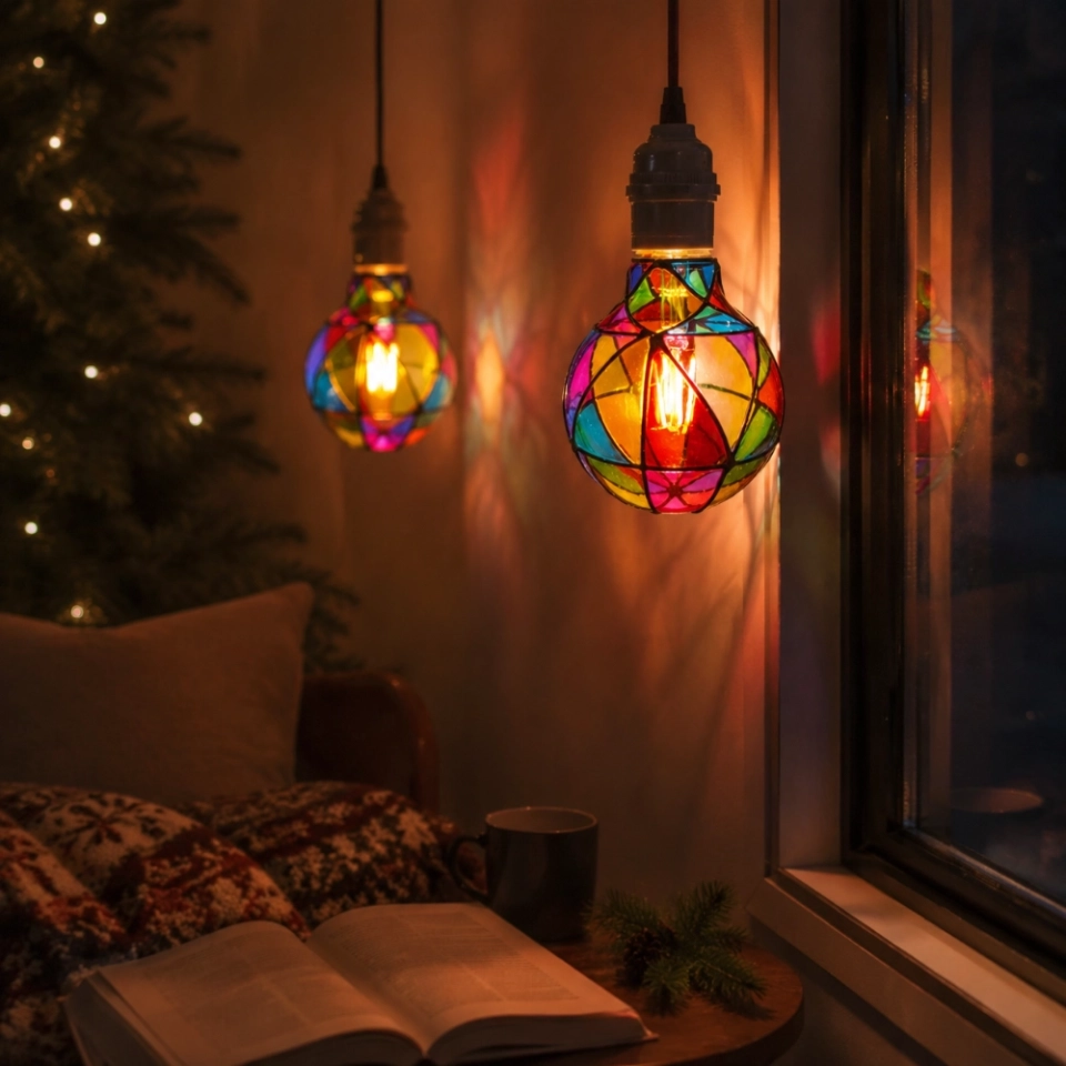 G95 Hand-Painted Stained Glass LED Globe Bulb – Colorful Decorative Ambient & Party Light (2) G95 Hand-Painted Stained Glass LED Globe Bulb – Colorful Decorative Ambient & Party Light (2)