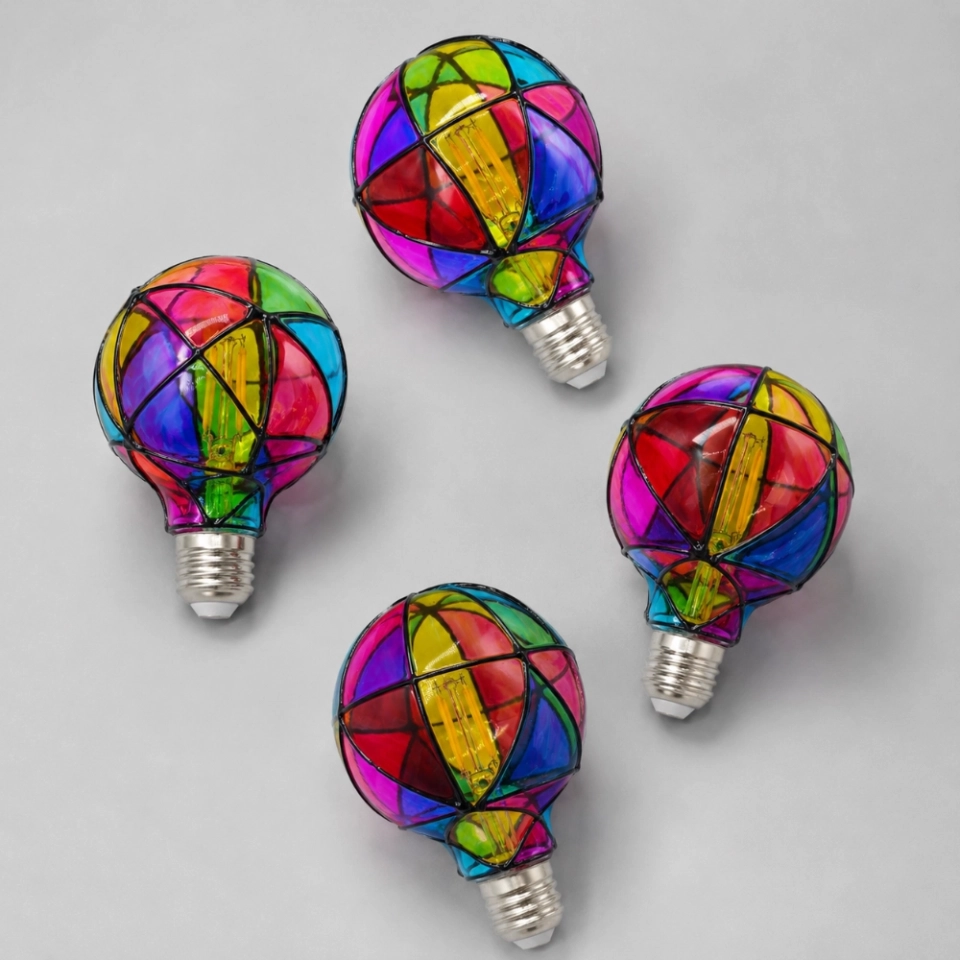G95 Hand-Painted Stained Glass LED Globe Bulb – Colorful Decorative Ambient & Party Light (3) G95 Hand-Painted Stained Glass LED Globe Bulb – Colorful Decorative Ambient & Party Light (3)