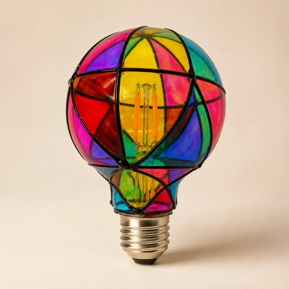 G95 Hand-Painted Stained Glass LED Globe Bulb – Colorful Decorative Ambient & Party Light (5) G95 Hand-Painted Stained Glass LED Globe Bulb – Colorful Decorative Ambient & Party Light (5)