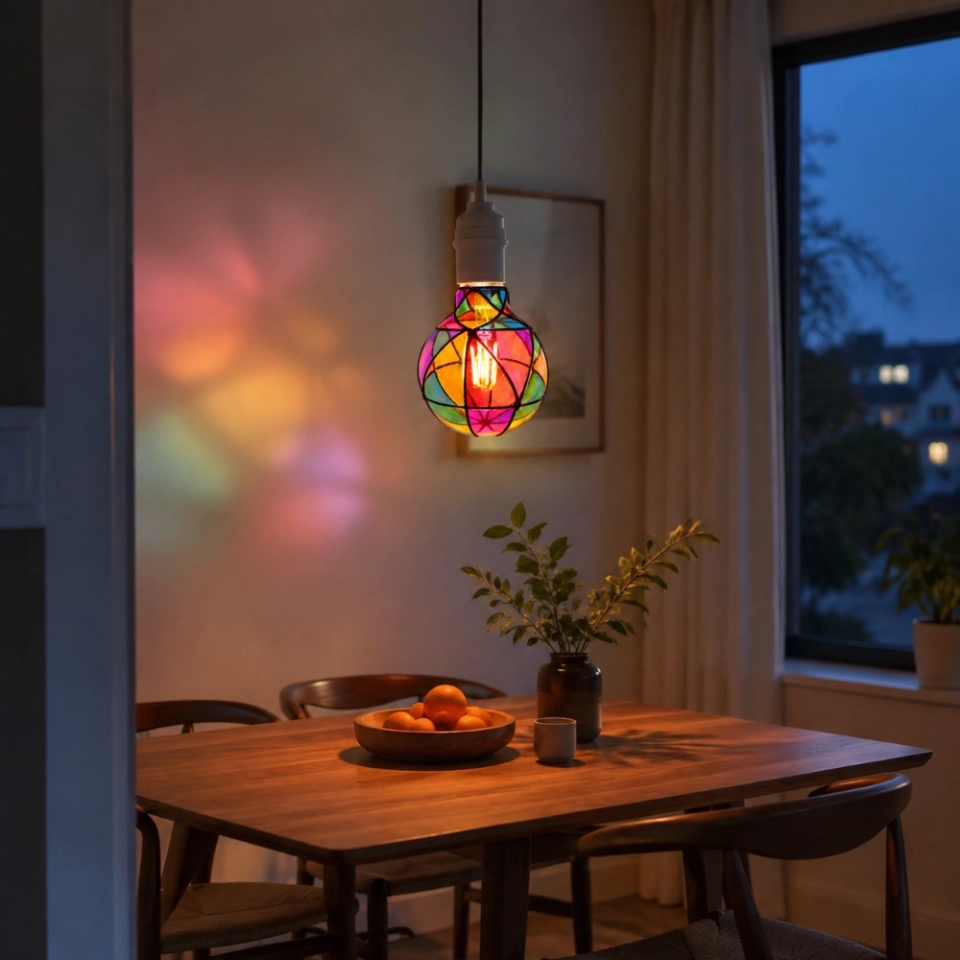 G95 Hand-Painted Stained Glass LED Globe Bulb – Colorful Decorative Ambient & Party Light (7)