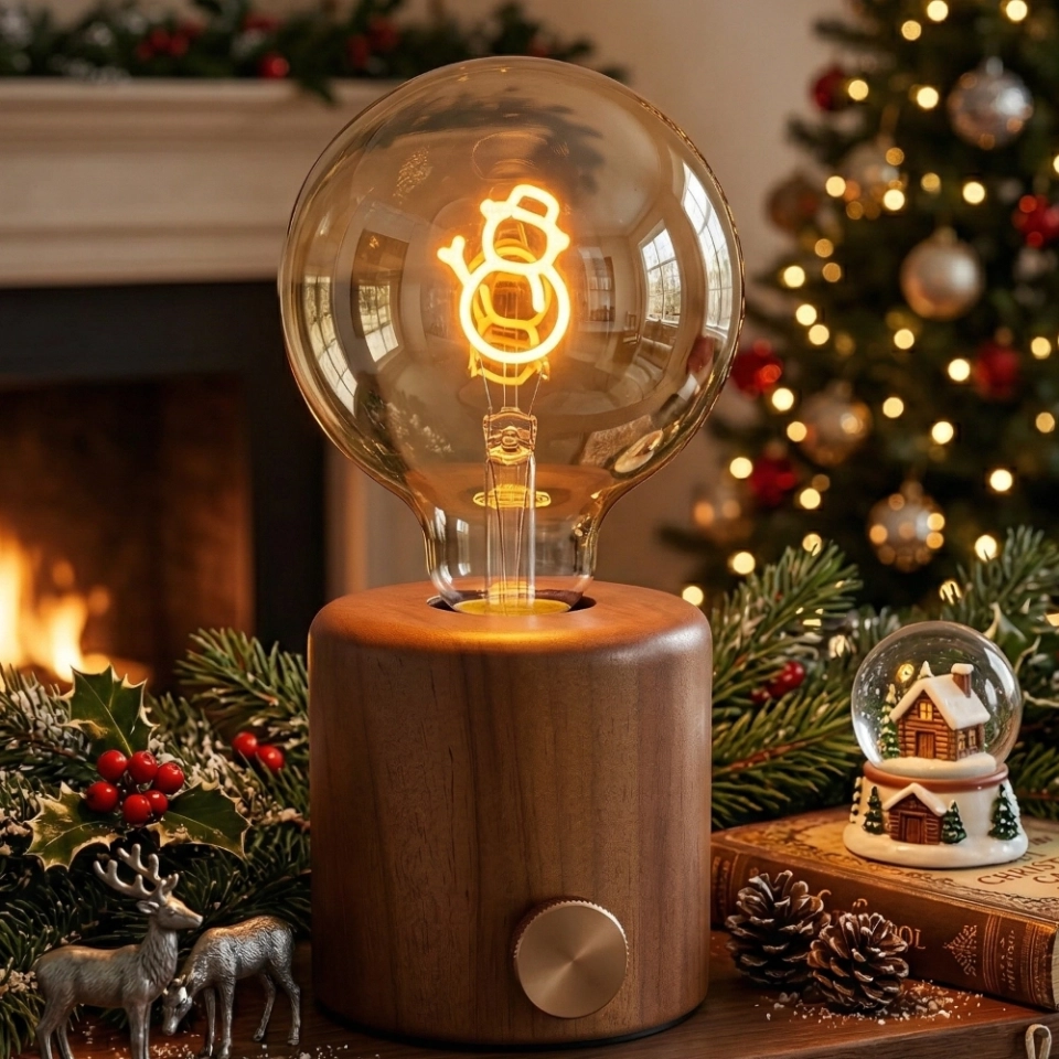 G95 Champagne Glass LED Bulb with Snowman LED Light Plate (8)