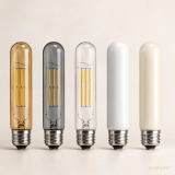 GLORILUM E27 LED Filament Bulb, Vintage Edison Tubular Light Bulb with Amber, Smoke Gray, Clear, Painted White and Milk White Glass