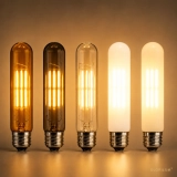 GLORILUM E27 LED Filament Bulb, Vintage Edison Tubular Light Bulb with Amber, Smoke Gray, Clear, Painted White and Milk White Glass (2)
