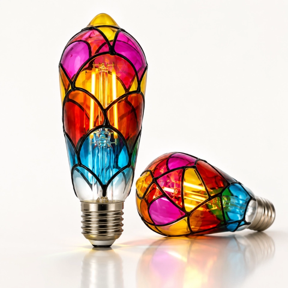 GLORILUM ST19 Colorful Stained Glass LED Filament Bulb, E27/E26 Decorative Firework Effect Bulb for Ambient Lighting GLORILUM ST19 Colorful Stained Glass LED Filament Bulb, E27/E26 Decorative Firework Effect Bulb for Ambient Lighting