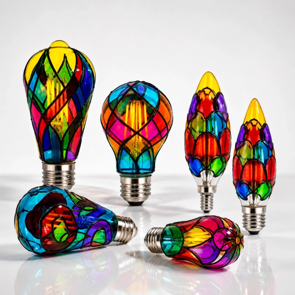 GLORILUM ST19 Colorful Stained Glass LED Filament Bulb, E27/E26 Decorative Firework Effect Bulb for Ambient Lighting (3)