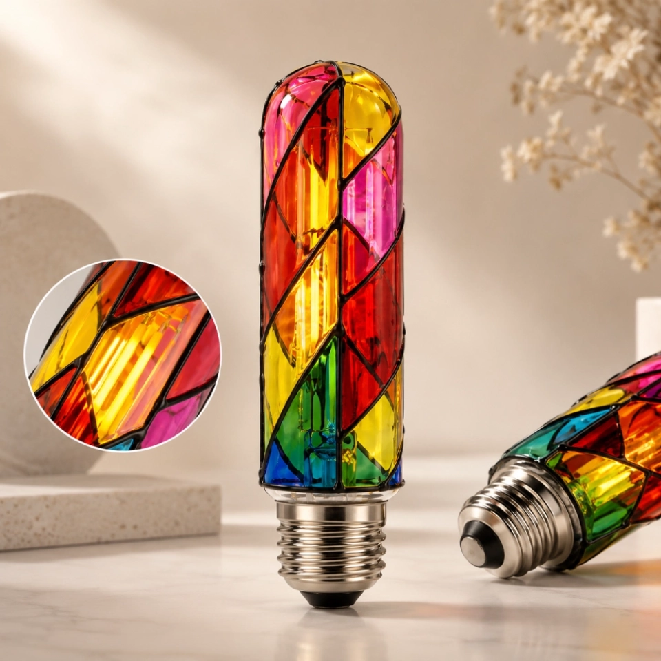 GLORILUM ST19 Colorful Stained Glass LED Filament Bulb, E27/E26 Decorative Firework Effect Bulb for Ambient Lighting (4)