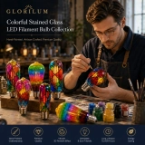 GLORILUM ST19 Colorful Stained Glass LED Filament Bulb, E27/E26 Decorative Firework Effect Bulb for Ambient Lighting (6)