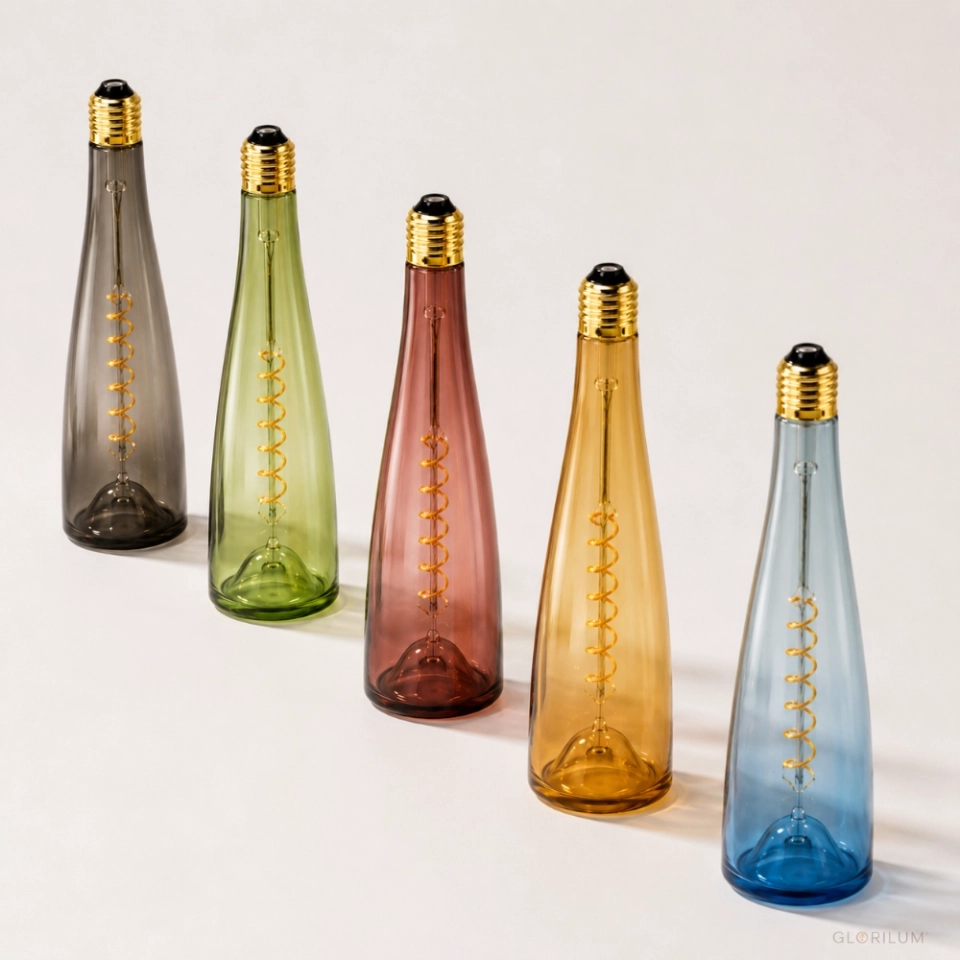 GLORILUM Wine Bottle-Shaped LED Filament Light, E27 Decorative Colored Glass Bulb for Bars, Restaurants and Hotel Lighting (3) GLORILUM Wine Bottle-Shaped LED Filament Light, E27 Decorative Colored Glass Bulb for Bars, Restaurants and Hotel Lighting (3)