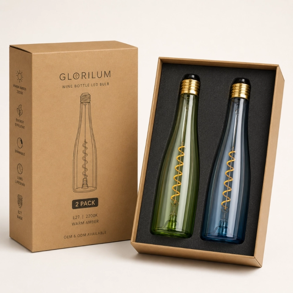 GLORILUM Wine Bottle-Shaped LED Filament Light, E27 Decorative Colored Glass Bulb for Bars, Restaurants and Hotel Lighting (7) GLORILUM Wine Bottle-Shaped LED Filament Light, E27 Decorative Colored Glass Bulb for Bars, Restaurants and Hotel Lighting (7)